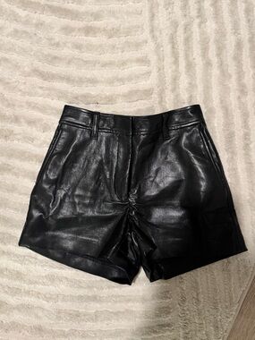 Babaton Black Faux Leather High-Waist Shorts